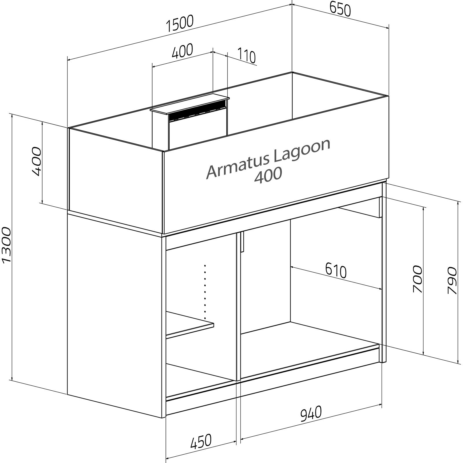 Aqua Medic Armatus Lagoon 400 weiß 150x65x40 cm Aqua Medic Armatus Lagoon 400 weiß 150x65x40 cm