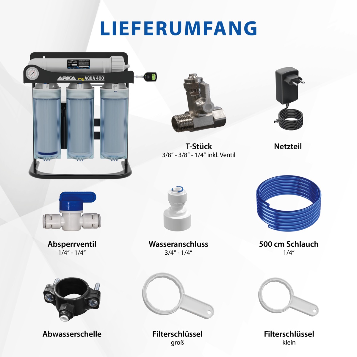 *NEU* ARKA myAqua 400 Umkehrosmoseanlage mit Druckerhöhung (400L/Tag)