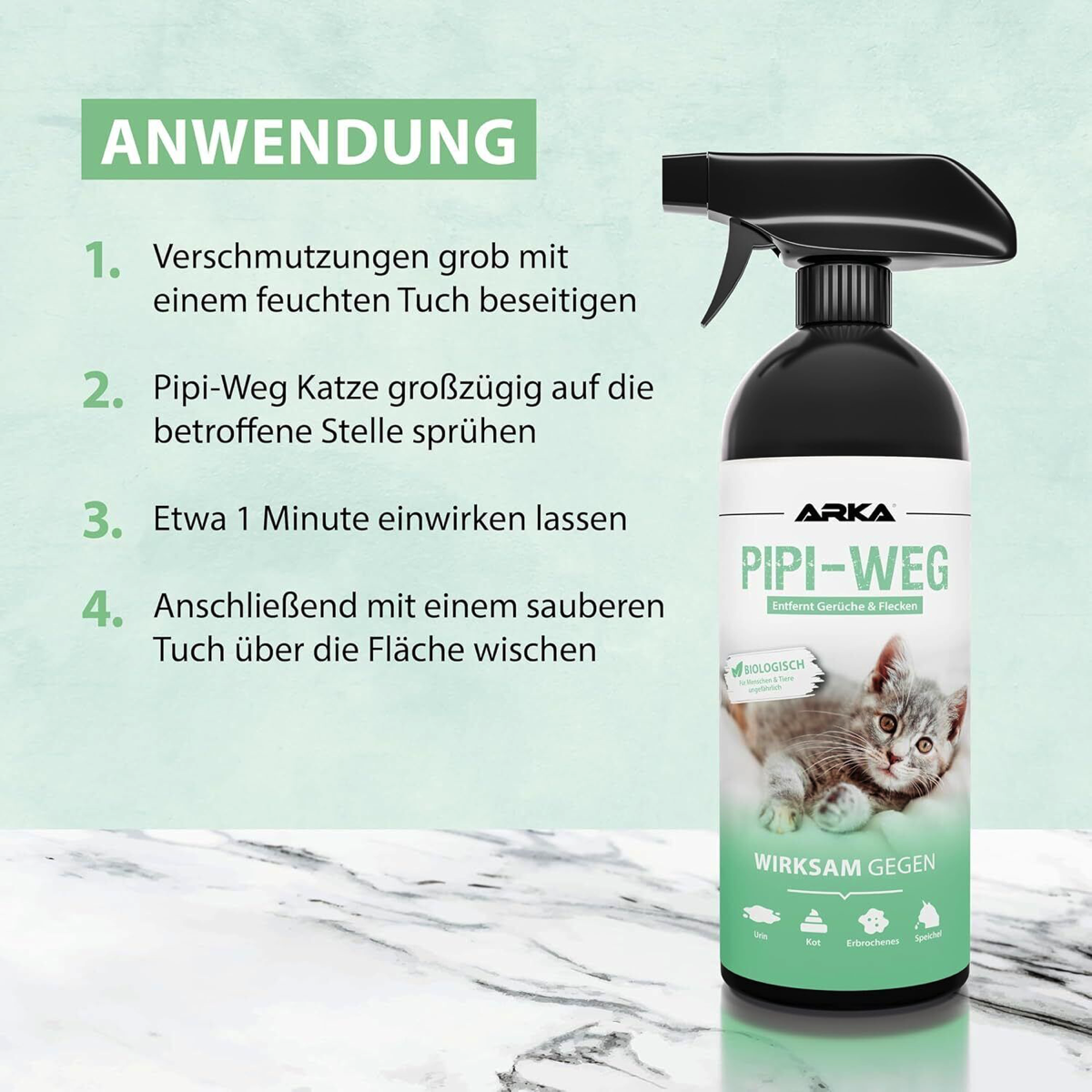 ARKA Pipi-Weg Urin- und Fleckenentferner Katze 750 ml