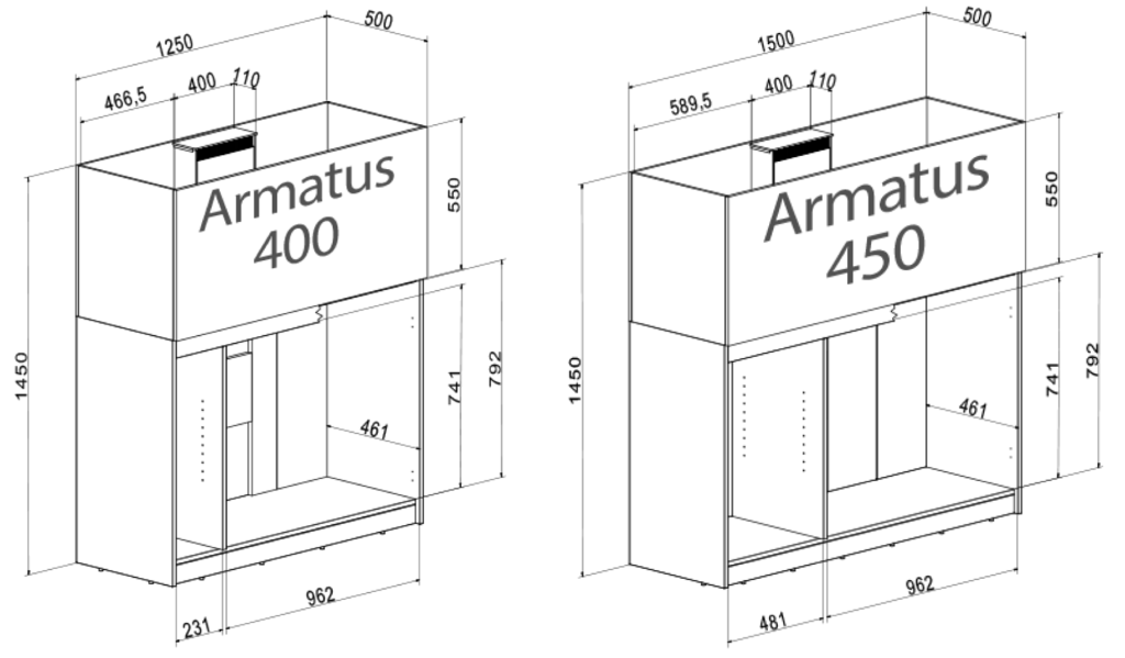 Aqua Medic Armatus 400 weiß 125x50x55 cm Aqua Medic Armatus 450 weiß 150x50x55 cm