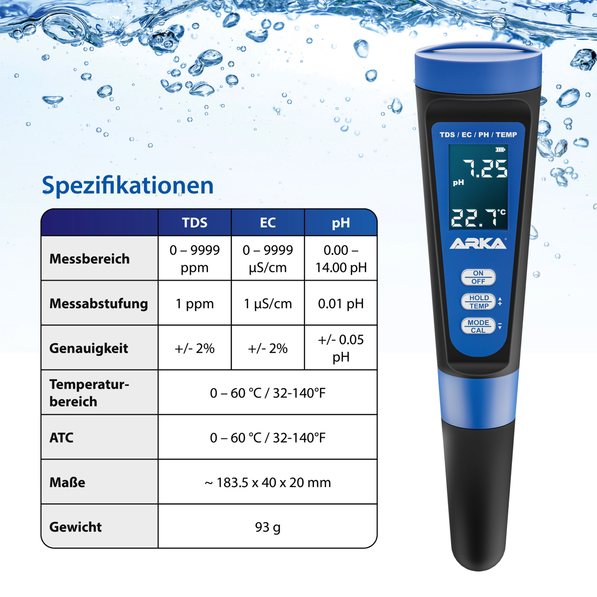 ARKA myAqua ph/TDS/EC Messgerät