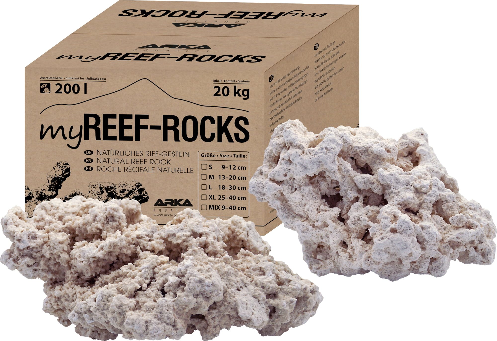 ARKA myReef-Rocks natürliches Aragonitgestein 25-40 cm 20 kg