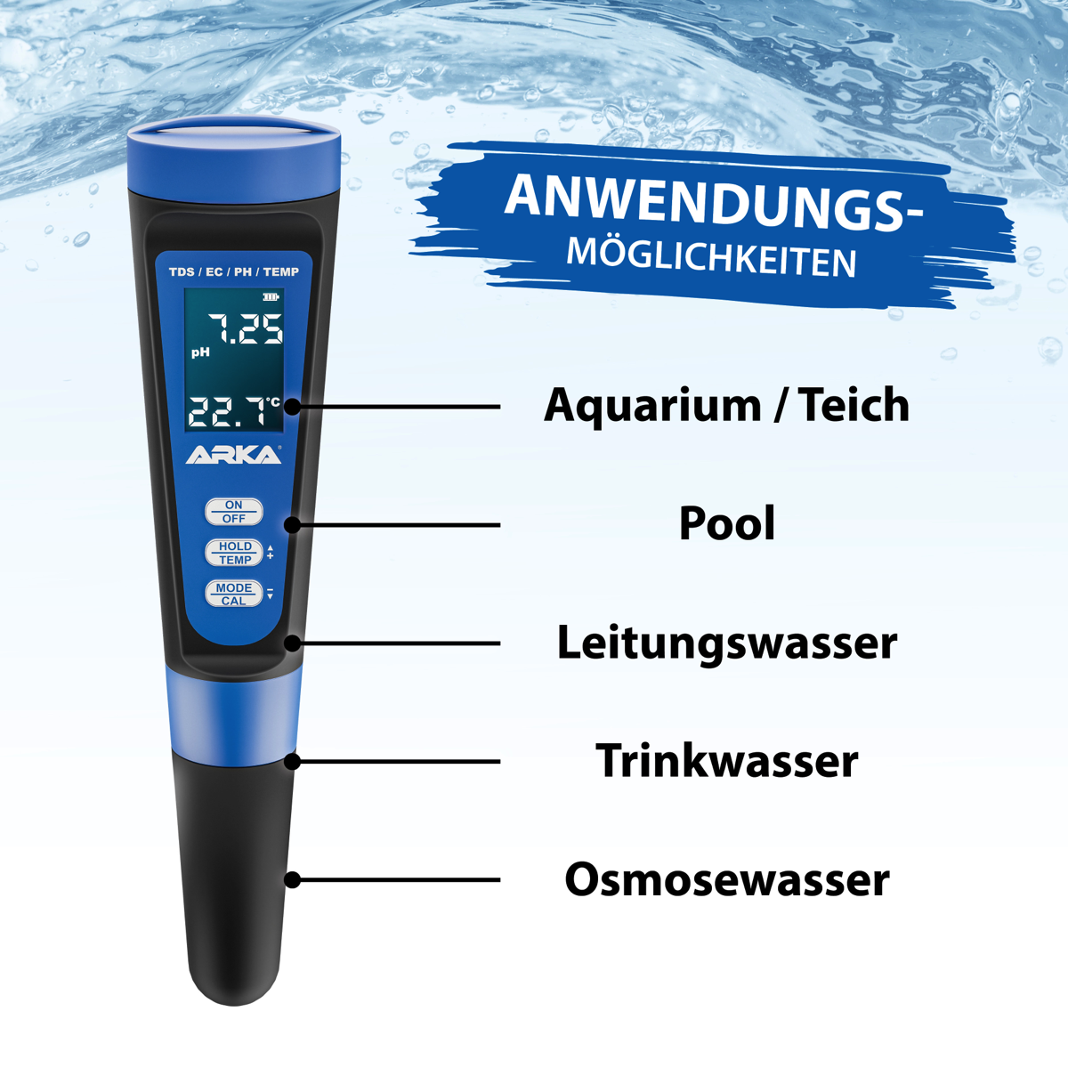 ARKA myAqua ph/TDS/EC Messgerät