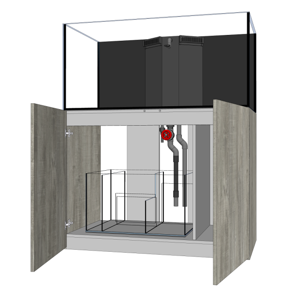 D-D AQUA-Pro Reef 1200 Driftwood Concrete 120x60x56cm Aquariumsystem mit Holzschrank