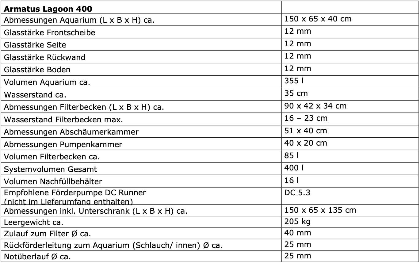 Aqua Medic Armatus Lagoon 400 weiß 150x65x40 cm Aqua Medic Armatus Lagoon 400 weiß 150x65x40 cm