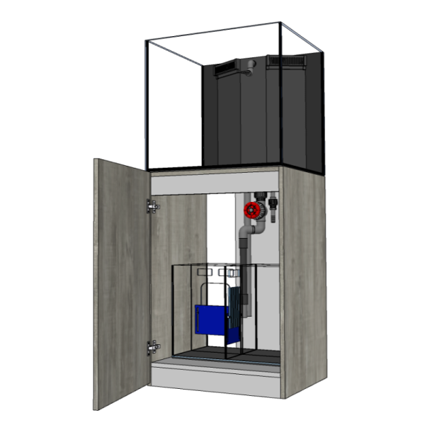 D-D AQUA-Pro Reef 600 Cube Anthracite Matt 60x60x60cm Aquariumsystem mit Holzschrank