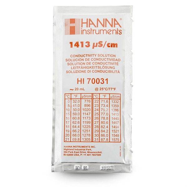 Hanna HI70031P Kalibrierlösung Leitfähigkeit 1413 µS/cm, 1x 20mL-Beutel