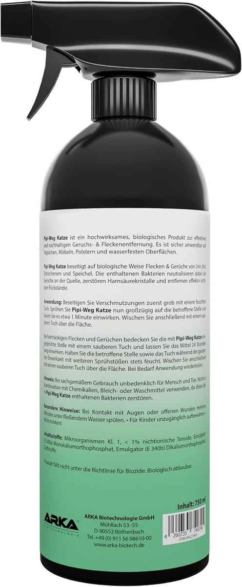 ARKA Pipi-Weg Urin- und Fleckenentferner Katze 750 ml